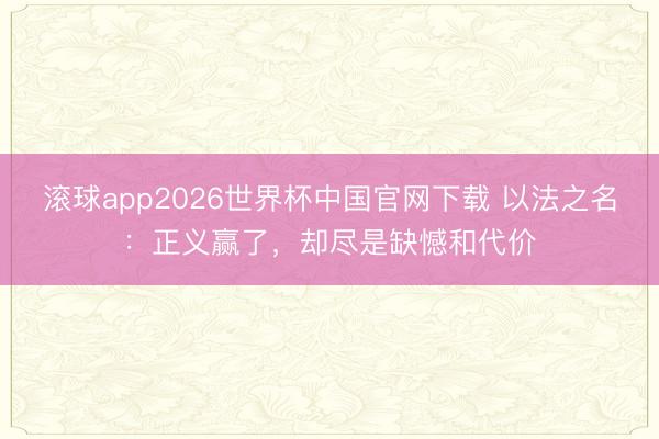 滚球app2026世界杯中国官网下载 以法之名:正义赢了,却尽是缺憾和代价