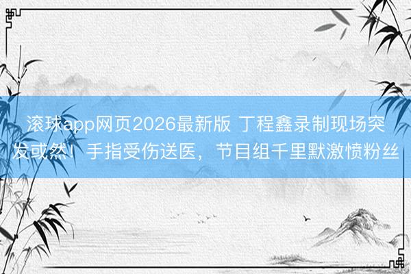 滚球app网页2026最新版 丁程鑫录制现场突发或然!手指受伤送医,节目组千里默激愤粉丝