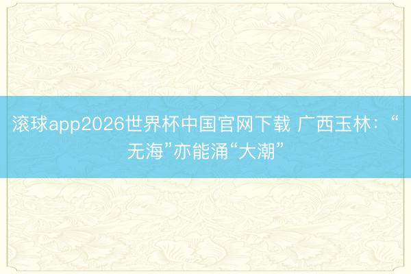 滚球app2026世界杯中国官网下载 广西玉林:“无海”亦能涌“大潮”